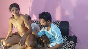 Unexperienced three way Desi village doll having fuck-fest with 2 boyfriends ,  Hanif pk and  Sumona and Manik