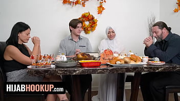 Muslim Honey Audrey Royal Celebrates Thanksgiving With Spunky Bang On The Table - Hijab Fuck-a-thon