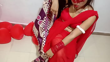 Freshly Married Indian Wifey In Crimson Sari Celebrating Valentine With Her Desi Spouse - Total Hindi Finest Gonzo