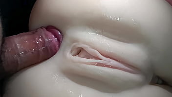 Sexual close-up, cock drilling snow-white caboose