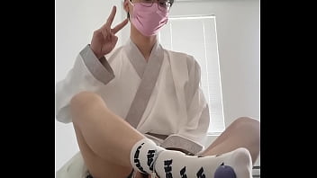 Chinese hanfu sissy femboy youngster milky socks ass-fuck and enormous cum shot