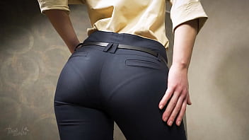 Ideal Booty Chinese In Cock-squeezing Work Pants Taunts Obvious Thong Line