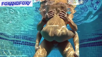 Pool intercourse compilation: ass-fuck creampie, jizz on ass, jizz in pool