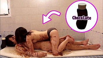 Chocolate smooth fuckfest in the shower on valentine's day - Chinese youthfull couple's real ejaculation