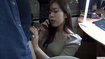 Asian cheating on phone with hubby while providing oral job