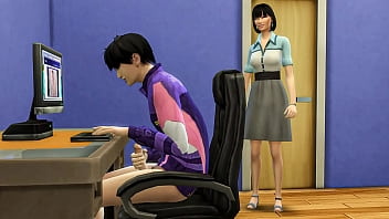 Asian step mummy catches her stepson stroking in front of the computer eyeing pornography vids and then helps him have orgy with her for the first-ever time - Korean step-mother