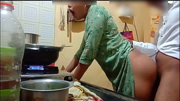 Indian gorgeous wifey got torn up while cooking