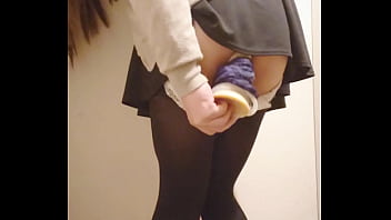 Asian woman public switching apartment fake penis getting off