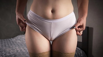 Mummy In Bare Pantyhose Taunts Milky Thong Cameltoe And Hip Gap Close Up