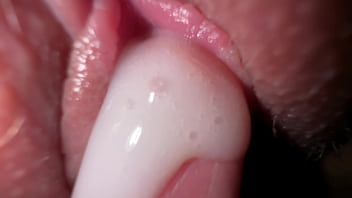 Utterly closeup lovemaking with friend's fiance, cock-squeezing white pearly smash and jism on stretched cunny